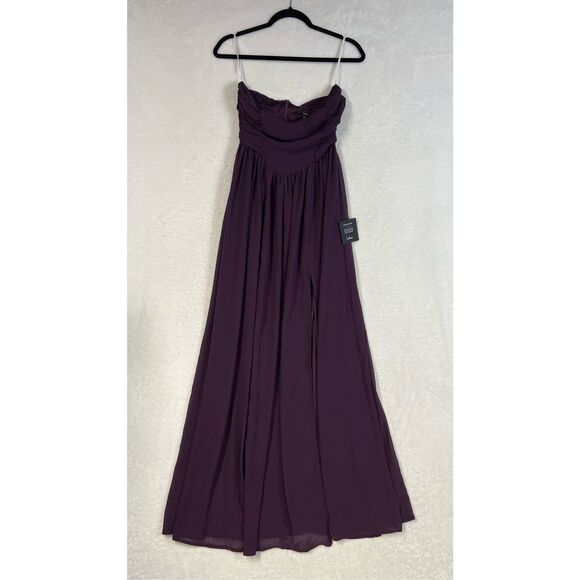 Lulus Luxe Favorite Dark Purple Strapless Ruched Maxi Dress Size S NWT - Picture 5 of 9